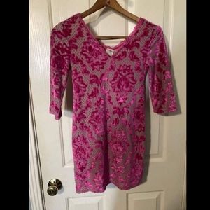 Intimately Free People XS/PT hot pink burnout velvet mini dress